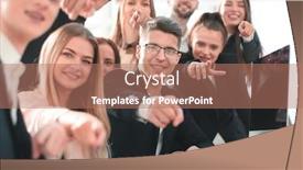  Presentation with employees - Slide set consisting of close-up-a-group background and a coral colored foreground