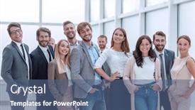  Presentation with successful group of surgeons - Presentation design enhanced with close-up-a-group background and a ocean colored foreground