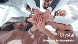  Presentation with people unity - Audience pleasing slide set consisting of close-up-a-group backdrop and a coral colored foreground