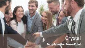  Presentation with corporate - Beautiful PPT theme featuring close-up-a-group backdrop and a violet colored foreground