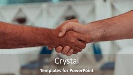  Presentation with handshake - Slides having close-up-a-handshake-businessman background and a violet colored foreground