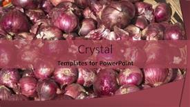  Presentation with green onions and bulb onion - Slide set with close-up-a-heap background and a red colored foreground