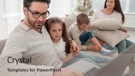  Presentation with work from hom - Beautiful presentation theme featuring close up a man uses backdrop and a light gray colored foreground