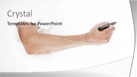  Presentation with broken wall - PPT layouts with close-up-a-man-writes background and a white colored foreground