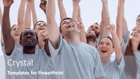  Presentation with upwards - Presentation enhanced with close-up-a-team background and a gray colored foreground