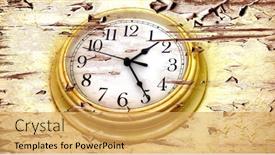  Presentation with clock face - Cool new PPT theme with close-up-abstract-grunge-style backdrop and a yellow colored foreground