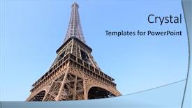  Presentation with eiffel tower paris france - Audience pleasing slide deck consisting of close-up against blue sky backdrop and a light blue colored foreground