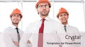  Presentation with architect - Colorful presentation design enhanced with portrait handsome construction team - close up architect and business backdrop and a lemonade colored foreground