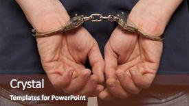  Presentation with handcuffed - PPT theme having close-up arrested man handcuffed background and a tawny brown colored foreground