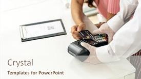  Presentation with online payment - Presentation consisting of close-up-asian-woman-customer background and a cream colored foreground