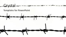  Presentation with barbed wire fence prison concept - Slide set consisting of close up barbed wire fence background and a cream colored foreground