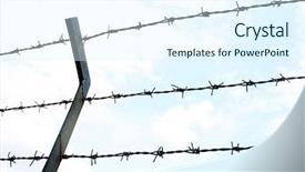  Presentation with clear - Colorful PPT theme enhanced with close up barbed wire fence backdrop and a sky blue colored foreground