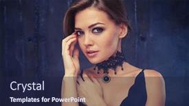  Presentation with appearance - Presentation theme with close-up beauty fashion portrait background and a navy blue colored foreground