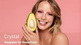  Presentation with beauty makeup - Cool new slides with close-up-beauty-portrait backdrop and a coral colored foreground