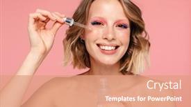  Presentation with beauty makeup - Beautiful theme featuring close-up-beauty-portrait backdrop and a coral colored foreground