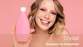  Presentation with lotion - Colorful slide deck enhanced with close-up-beauty-portrait backdrop and a coral colored foreground
