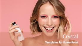  Presentation with beauty makeup - Cool new theme with close-up-beauty-portrait backdrop and a coral colored foreground