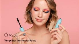  Presentation with pink beauty - PPT layouts enhanced with close-up-beauty-portrait background and a coral colored foreground