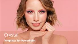  Presentation with pink beauty - Theme featuring close-up-beauty-portrait background and a coral colored foreground