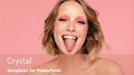  Presentation with beauty makeup - Amazing theme having close-up-beauty-portrait backdrop and a coral colored foreground