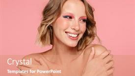  Presentation with beauty makeup - Audience pleasing theme consisting of close-up-beauty-portrait backdrop and a coral colored foreground