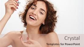  Presentation with oil drops - Cool new presentation theme with close-up-beauty-portrait backdrop and a coral colored foreground