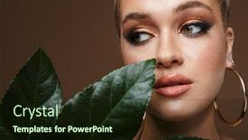  Presentation with beauty - Audience pleasing slides consisting of close-up-beauty-portrait backdrop and a wine colored foreground