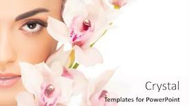  Presentation with skincare - Slides having close-up-beauty-portrait background and a sky blue colored foreground