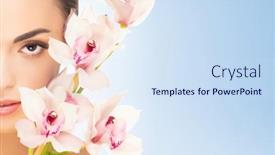  Presentation with skincare - Presentation theme consisting of close-up-beauty-portrait background and a sky blue colored foreground