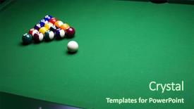  Presentation with billiard - PPT theme consisting of close-up billiard balls background and a ocean colored foreground