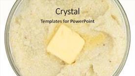  Presentation with newspaper headlines close up - Beautiful presentation design featuring close up bowl of grits backdrop and a  colored foreground