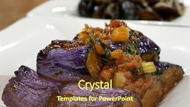  Presentation with chinese restaurant - Colorful slide deck enhanced with close up braised eggplant backdrop and a tawny brown colored foreground
