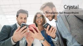  Presentation with reading - PPT theme featuring close up business colleagues reading background and a light gray colored foreground