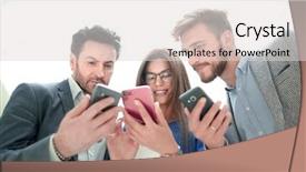  Presentation with sms - Beautiful slides featuring close up business colleagues reading backdrop and a  colored foreground