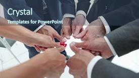  Presentation with unity - Cool new PPT theme with close up business colleagues showing backdrop and a ocean colored foreground