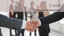  Presentation with handshake - Colorful presentation enhanced with close-up-business-handshake backdrop and a light gray colored foreground