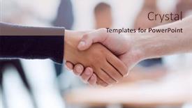  Presentation with handshake - Presentation theme featuring close-up-business-handshake background and a  colored foreground
