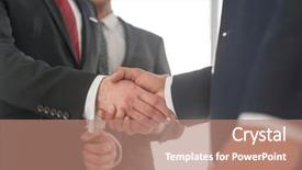  Presentation with shaking hands - Beautiful PPT layouts featuring close up business people shaking backdrop and a coral colored foreground