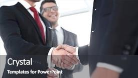  Presentation with shaking hands - Presentation theme with close up business people shaking background and a dark gray colored foreground