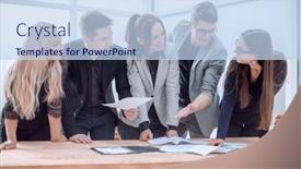  Presentation with business team join hands white - Presentation theme enhanced with close-up-business-team-enthusiastically background and a  colored foreground