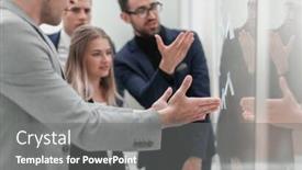  Presentation with sticky notes - Presentation theme consisting of close-up-business-team-reading background and a gray colored foreground