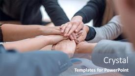  Presentation with unity - Theme enhanced with close-up-business-team-showing background and a seafoam green colored foreground