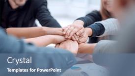  Presentation with unity - Slide deck featuring close-up-business-team-showing background and a ocean colored foreground