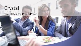  Presentation with business team join hands white - Presentation design featuring close up business team sitting background and a  colored foreground