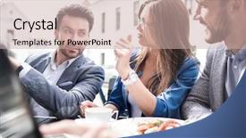  Presentation with business team join hands white - Beautiful PPT theme featuring close up business team sitting backdrop and a  colored foreground