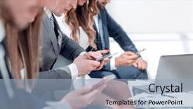  Presentation with team - Colorful PPT theme enhanced with close up business team using backdrop and a light blue colored foreground