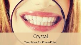  Presentation with teeth - PPT theme with woman's teeth through magnyfying background and a  colored foreground