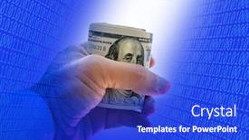  Presentation with binary blue - Cool new presentation theme with close-up-businessman-hand-holding backdrop and a cobalt blue colored foreground
