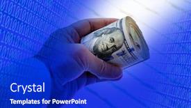  Presentation with binary blue - PPT theme enhanced with close-up-businessman-hand-holding background and a royal blue colored foreground