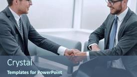  Presentation with shaking hands - Beautiful slides featuring close-up-businessman-shaking-hands backdrop and a ocean colored foreground